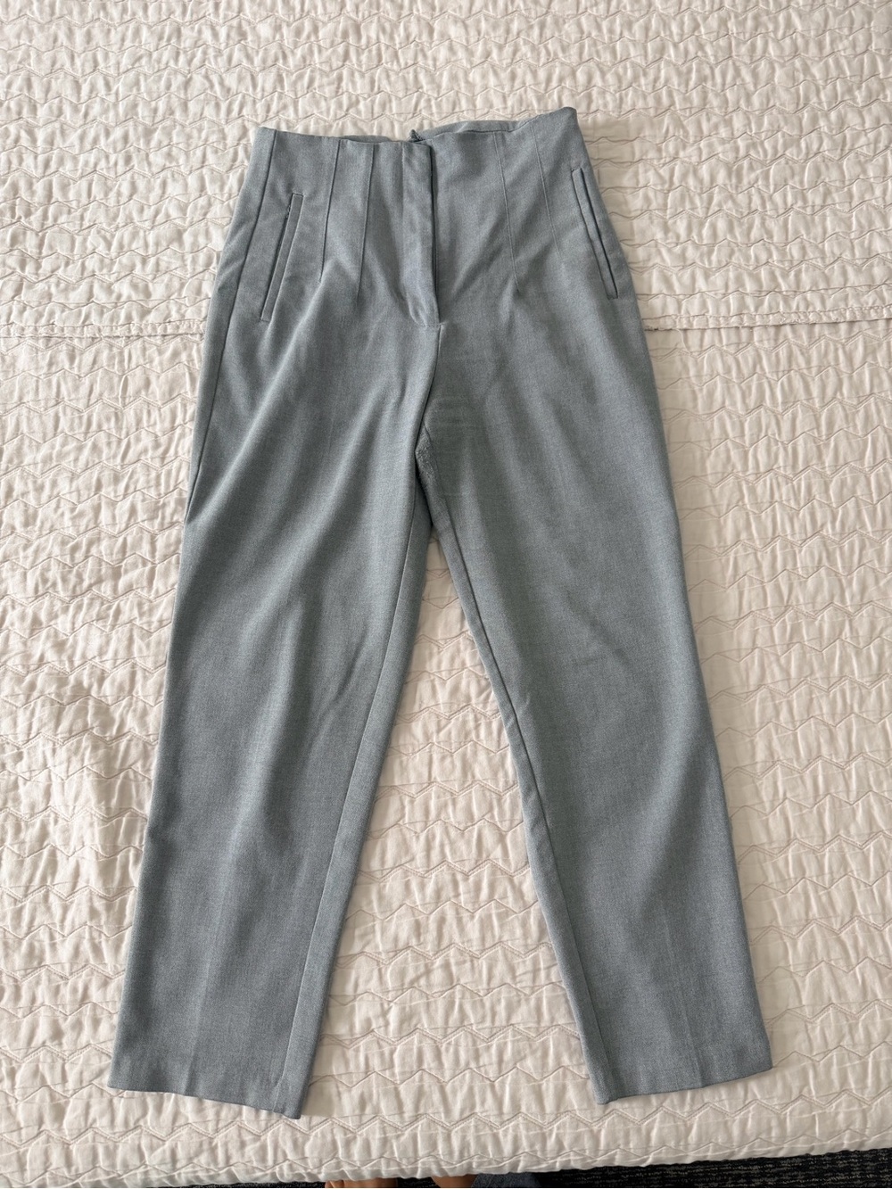 Zara High Waisted Ankle Light Gray Dress Pants